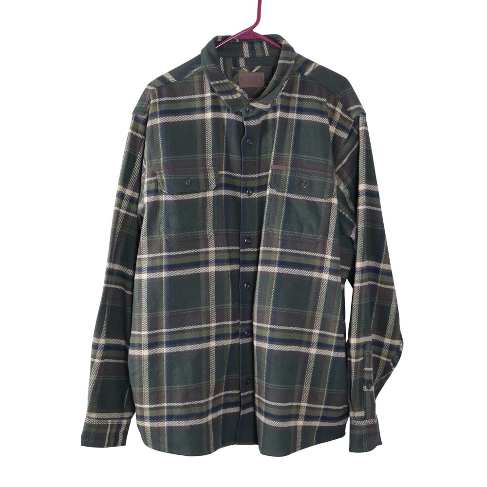 Orvis Shacket Mens XXL Green Plaid Heavyweight Flannel Button Down‎ Shirt Jacket - Picture 2 of 9